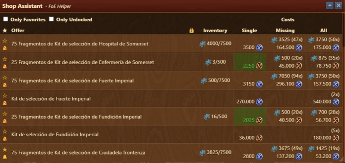 Foe Helper Asistente para las Tiendas