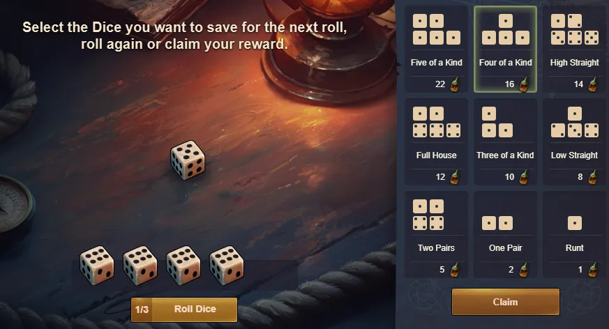 Minijuego de Dados del Mercado Negro Asentamiento Pirata Minijuego de Dados del Mercado Negro Asentamiento Pirata